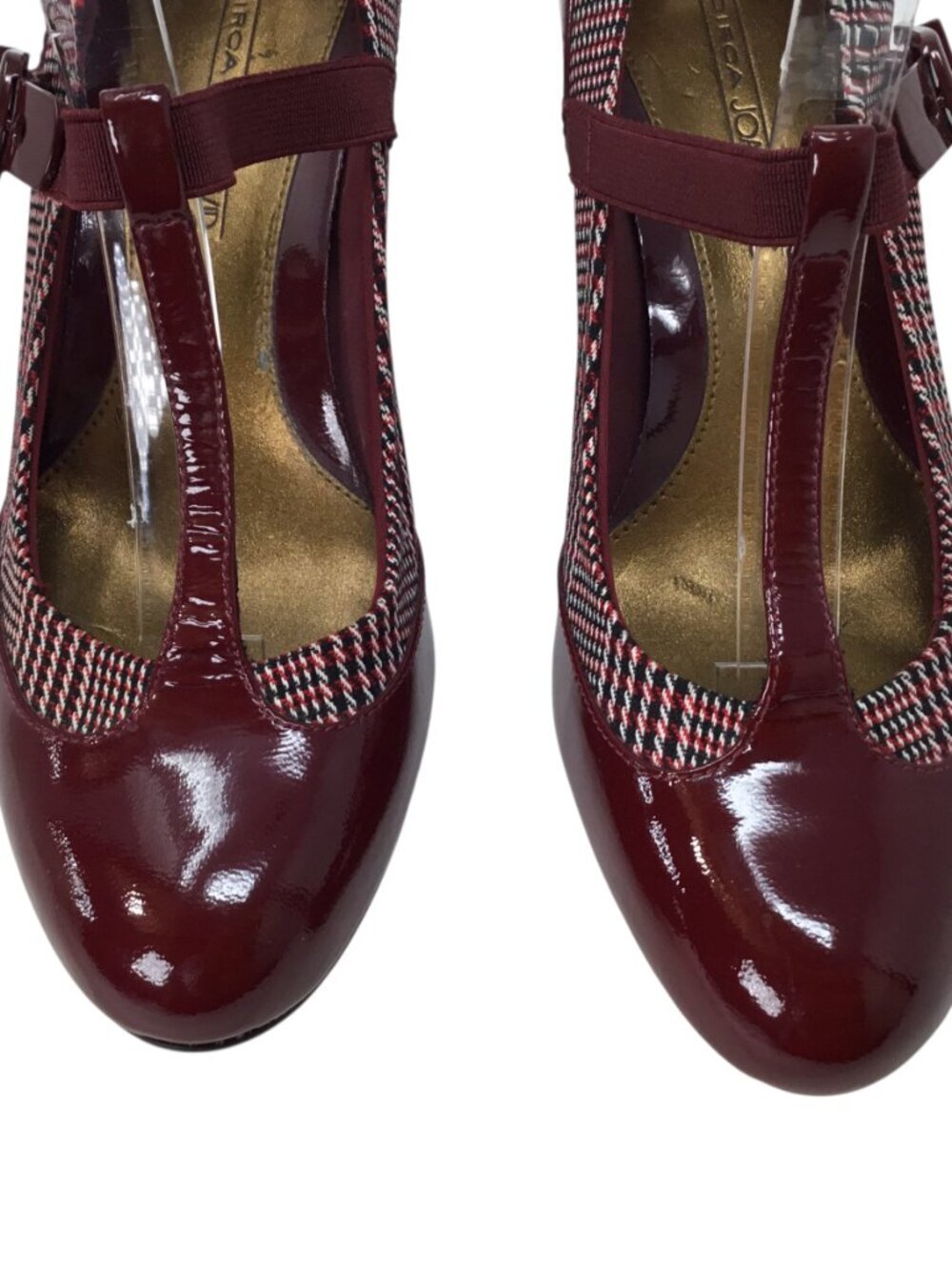 Circa Joan & David Enlighten Patent Leather Plaid Heels Mary Jane T Strap 7 M - Picture 4 of 11